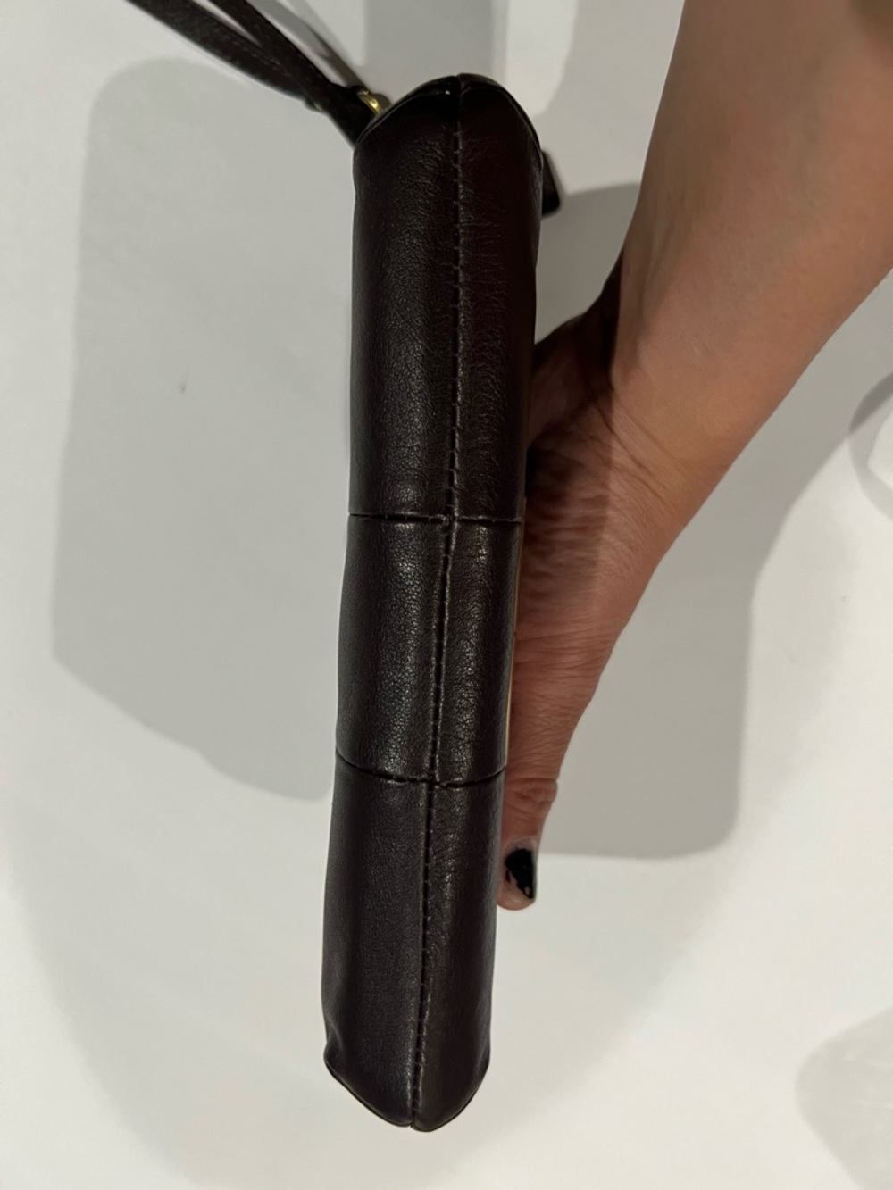 Coach dark Brown Leather Large wristlet Clutch with Gold Hardware - Picture 7 of 8